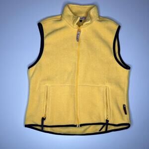 Woolrich Women’s Polartec Fleece Vest Yellow M Medium Made in Mexico Outdoor Zip